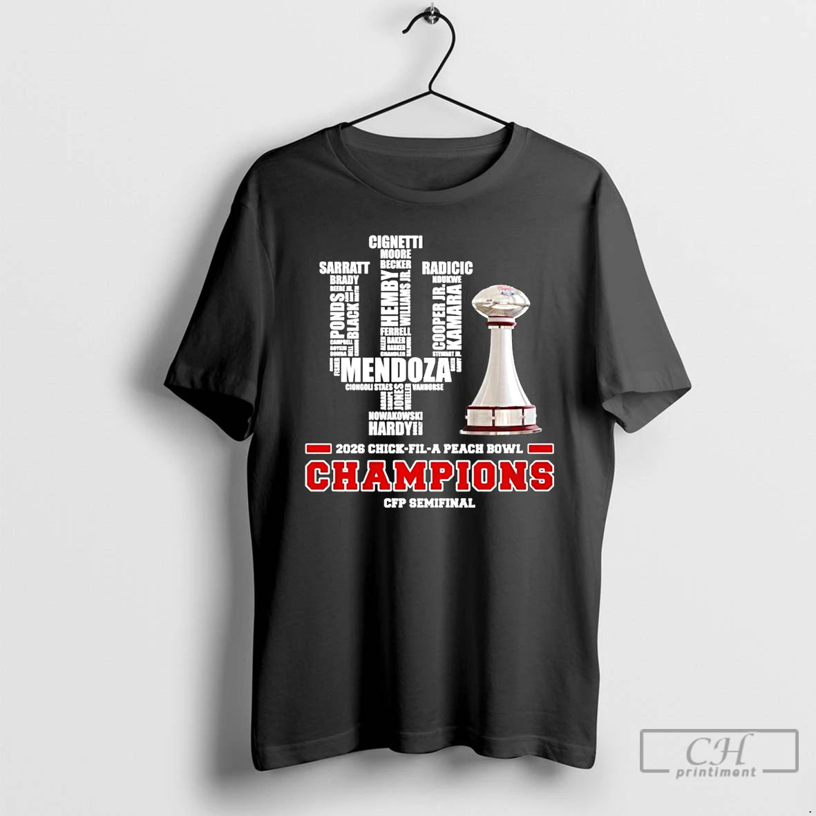 Premium Peach Bowl Champions 2026 Indiana Football Trophy T-Shirts, Hoodie, Sweatshirt | AU18TeeNovaLab.com
