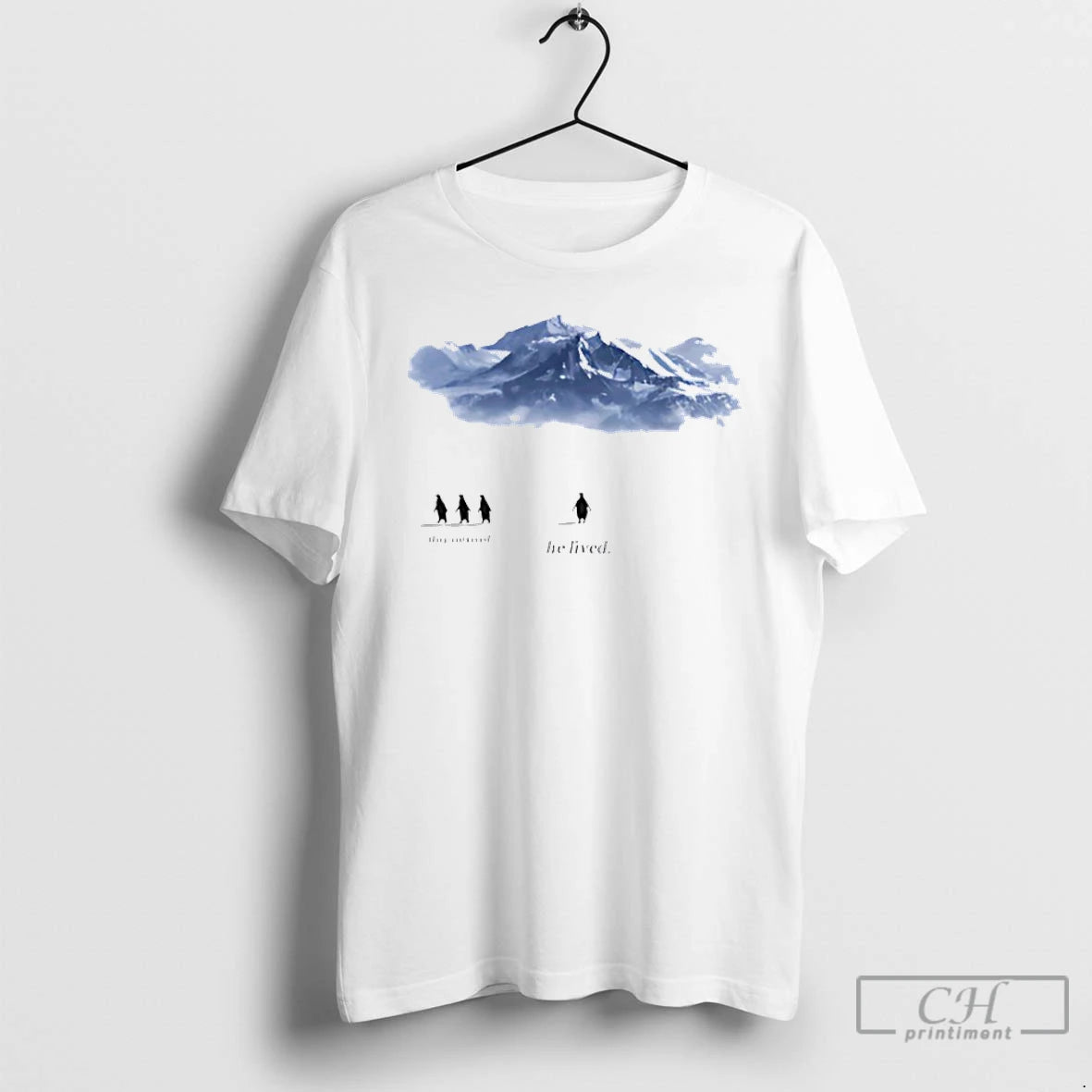 Premium Penguin They Survived He Lived Mountain Graphic T-Shirts, Hoodie, Sweatshirt | AU18TeeNovaLab.com