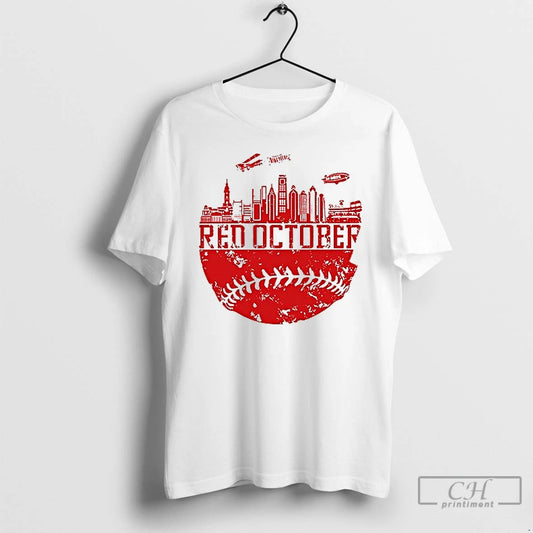 Premium Philadelphia Phillies Red October Schwarbombs Away City Skyline T Shirts