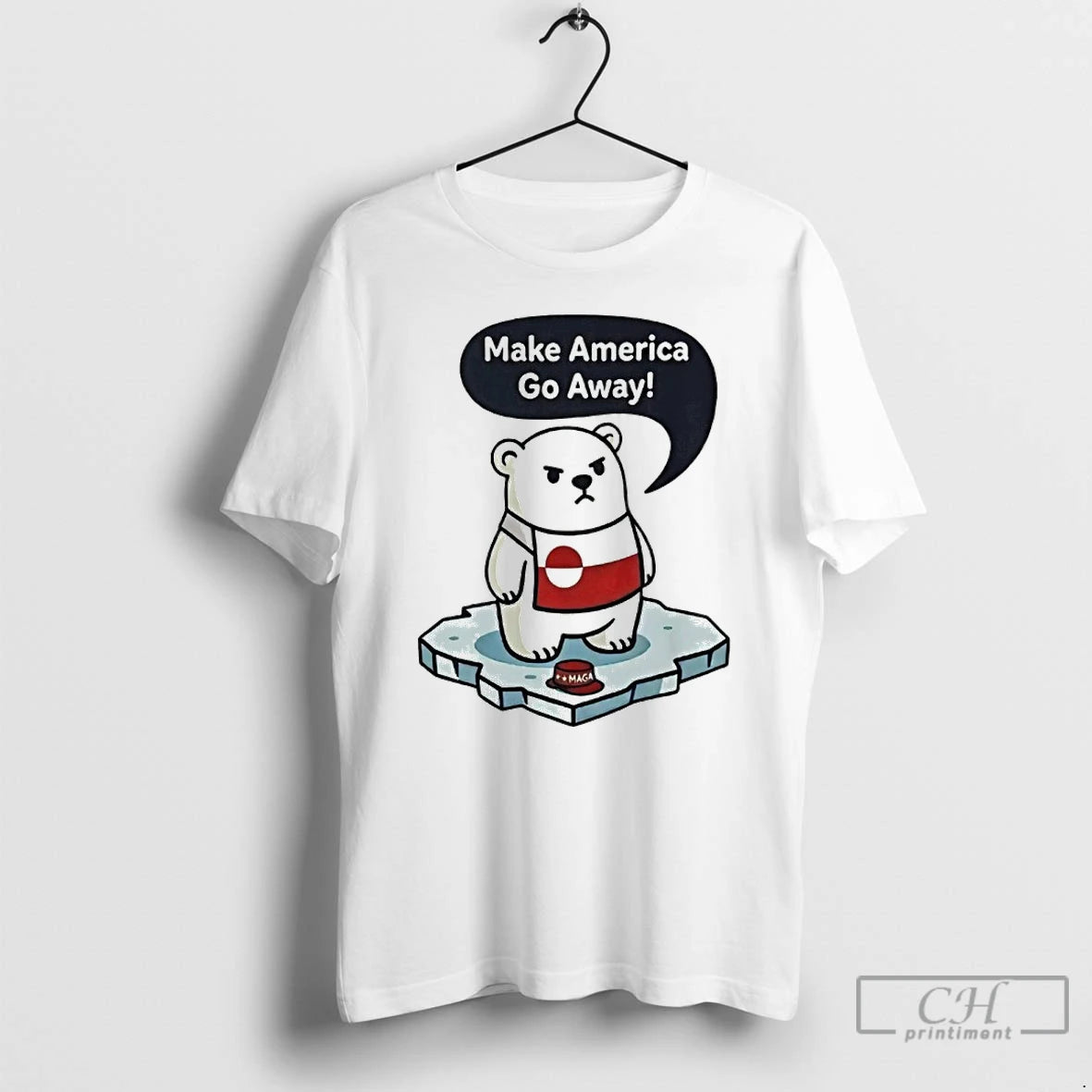 Premium Polar Bear Chibi Make America Go Away Greenland Is Not For Sale T Shirts Hoodie, Sweatshirt | AU18TeeNovaLab.com