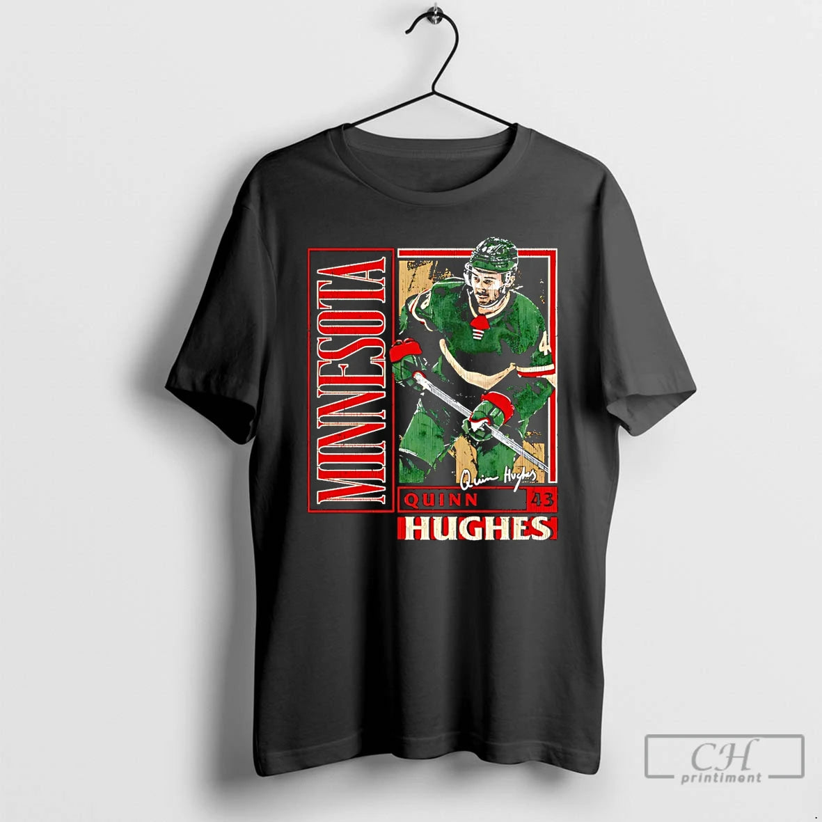 Premium Quinn Hughes Minnesota Vintage Card Signature T-Shirts, Hoodie, Sweatshirt | AU18TeeNovaLab.com