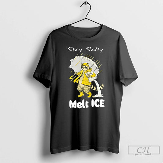Raccoon In A Yellow Raincoat Stay Salty Melt Ice Anti Ice