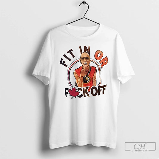Premium Red Maple Leaf Fit In Or Fuck Off T Shirts
