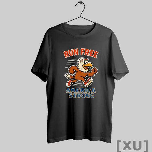 Premium Run Free America Strong Bald Eagle Running T Shirts