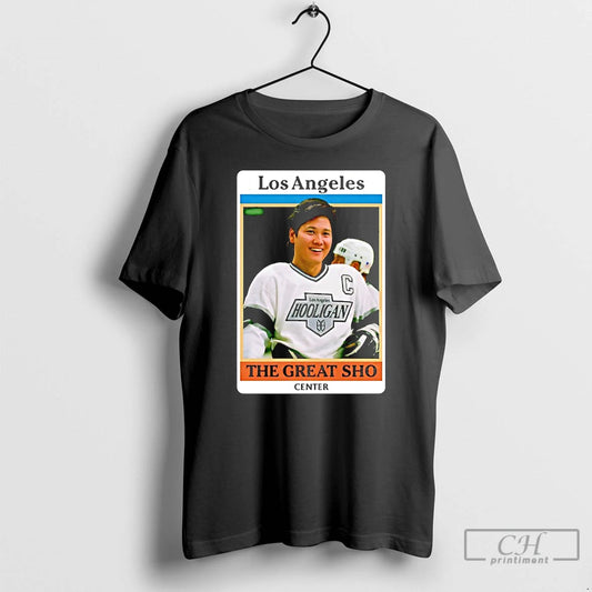 Premium Shohei Ohtanis Face Wayne Gretzky Los Angeles Hooligan Los Angeles Kings Center T Shirts