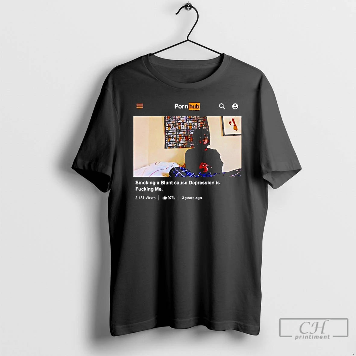 Premium Smoking A Blunt Cause Depression Is Fucking Me Pornhub T-Shirts, Hoodie, Sweatshirt | AU18TeeNovaLab.com