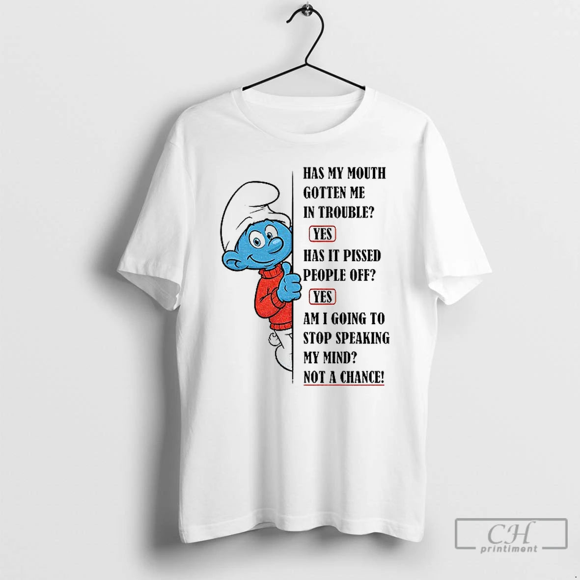 Premium Smurf Has My Mouth Gotten Me In Trouble Yes Has It Pissed People Off T-Shirts, Hoodie, Sweatshirt