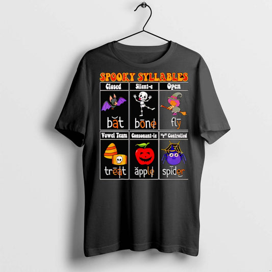 Premium Spooky Syllables Teacher Funny Halloween T Shirts