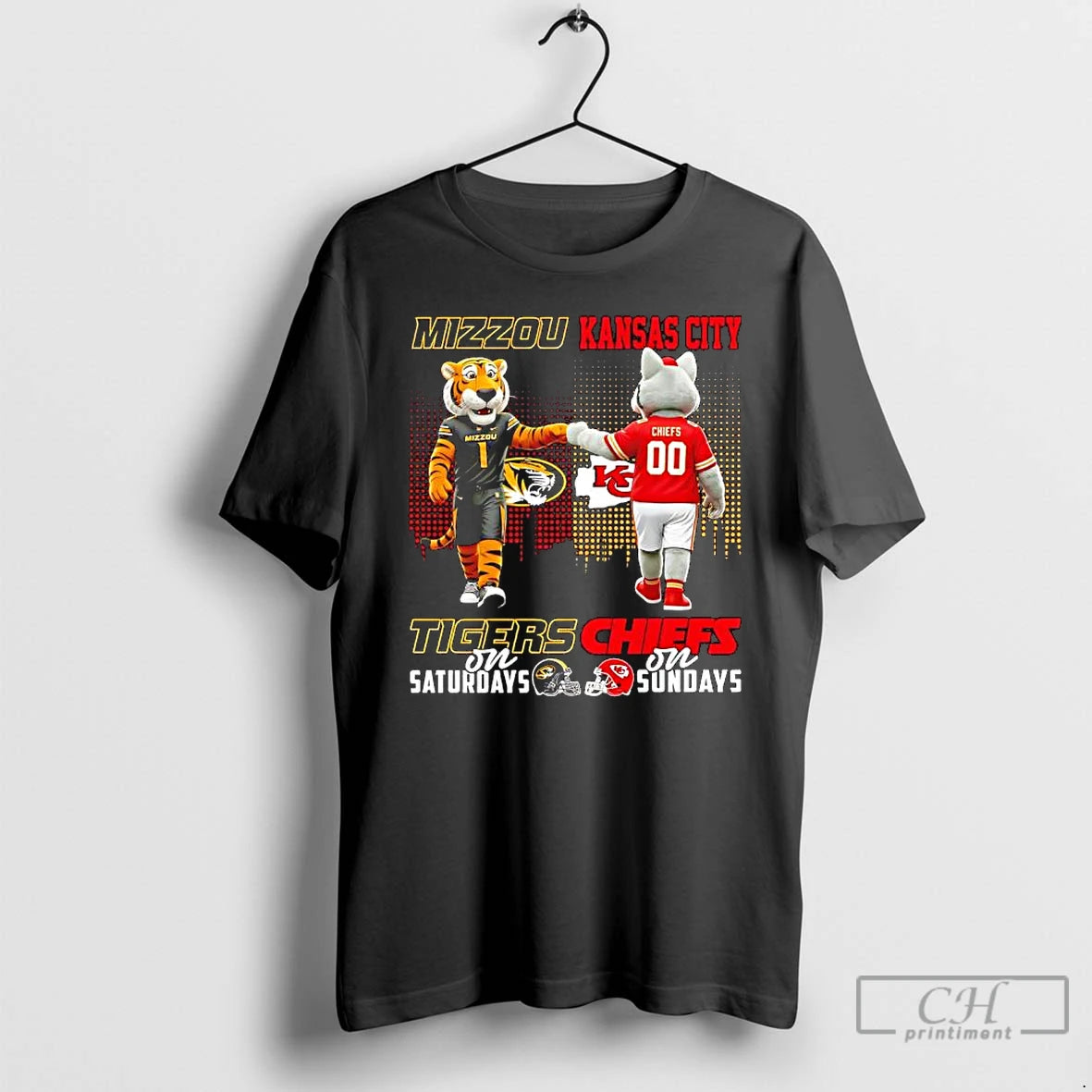 Premium The Mizzou Tigers On Saturdays And Kansas City Chiefs On Sundays Mascots Logos T-Shirts, Hoodie, Sweatshirt
