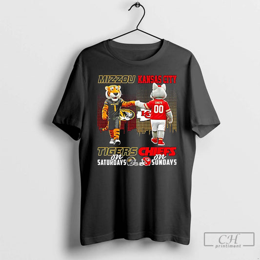 Premium The Mizzou Tigers On Saturdays And Kansas City Chiefs On Sundays Mascots Logos T-Shirts, Hoodie, Sweatshirt