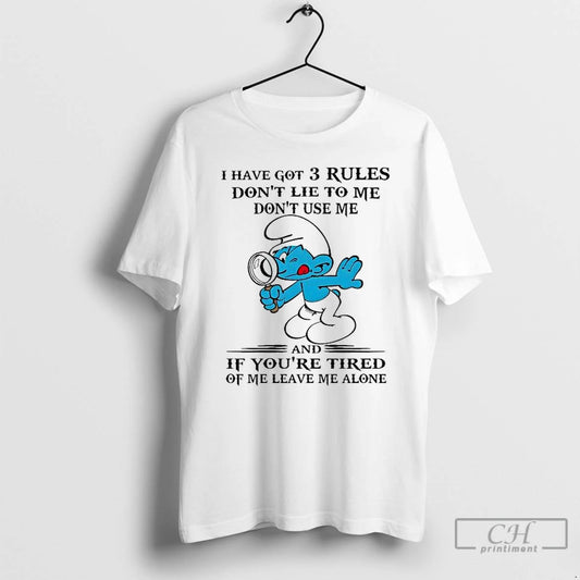 Premium The Smurfs I Have Got 3 Rules Dont Lie To Me T Shirts Sweater Hoodie, Sweatshirt | AU18TeeNovaLab.com