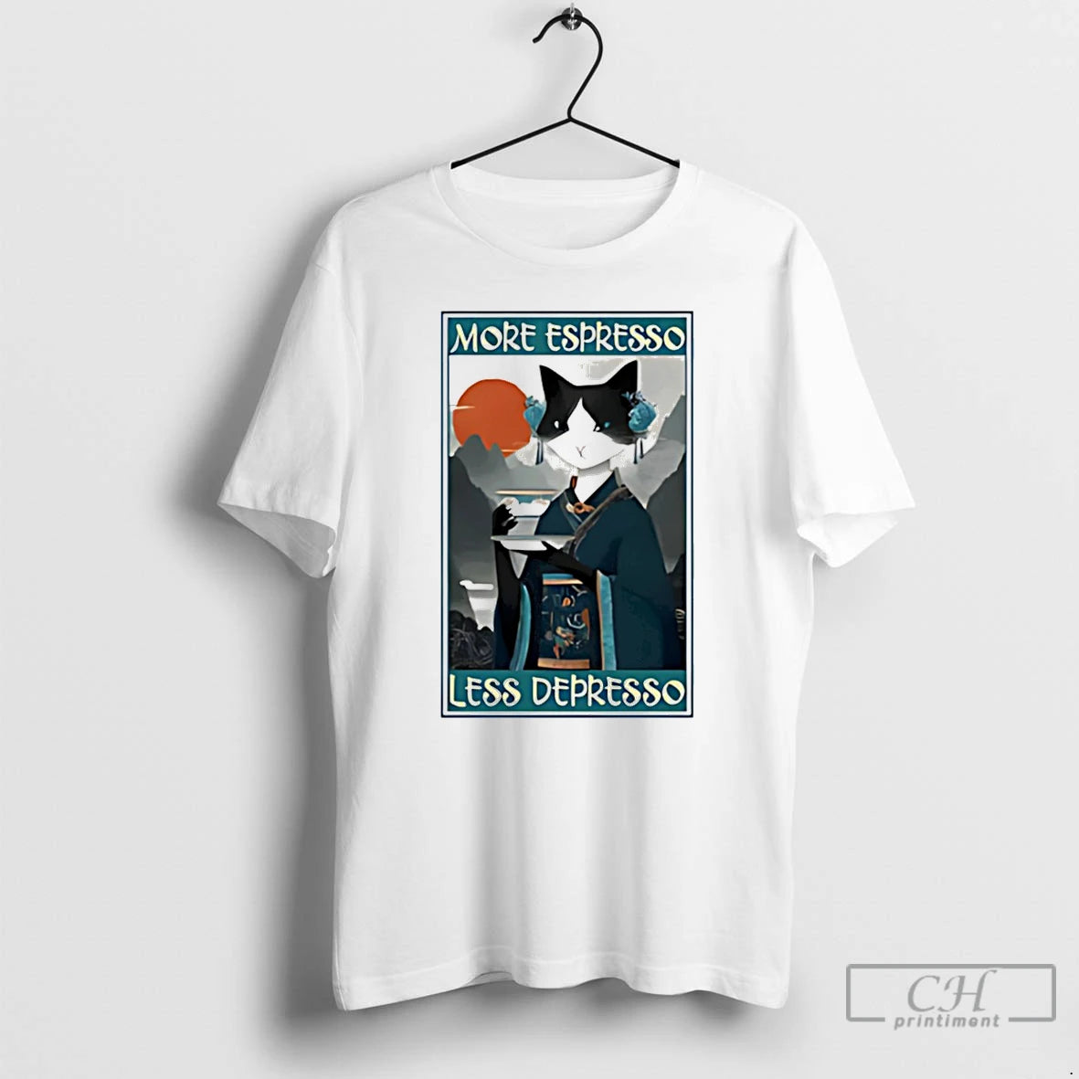 Premium The Zen Barista Cat More Espresso Less Depresso Ukiyo E T-Shirts, Hoodie, Sweatshirt | AU18TeeNovaLab.com