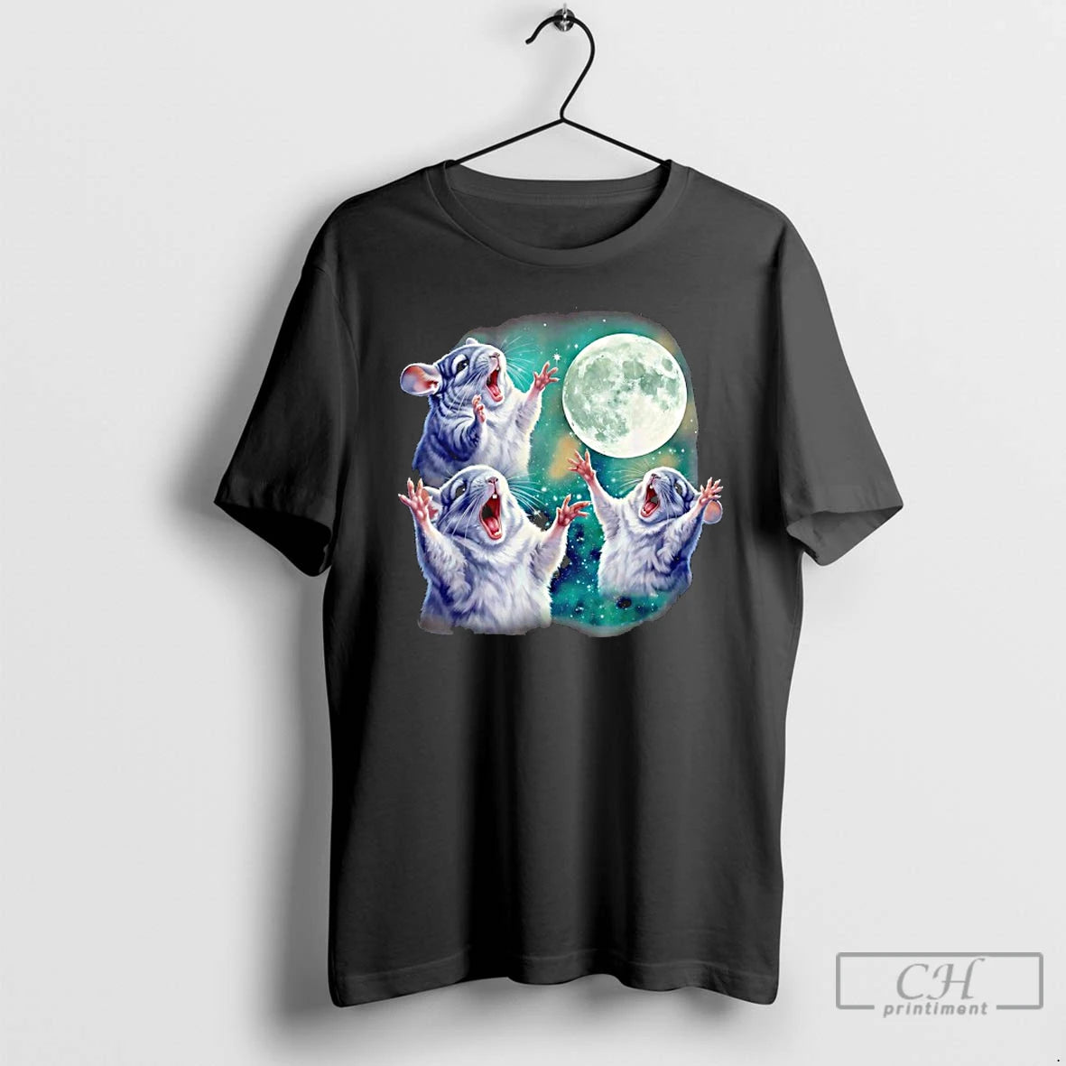 Premium Three Chinchillas Howling At The Moon Cute Animal Meme T-Shirts, Hoodie, Sweatshirt | AU18TeeNovaLab.com