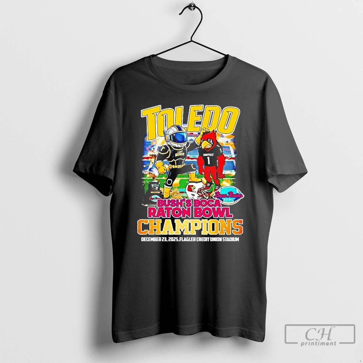 Premium Toledo Beat Louisville 2025 Bushs Boca Raton Bowl Champions Mascot T-Shirts, Hoodie, Sweatshirt | AU18TeeNovaLab.com