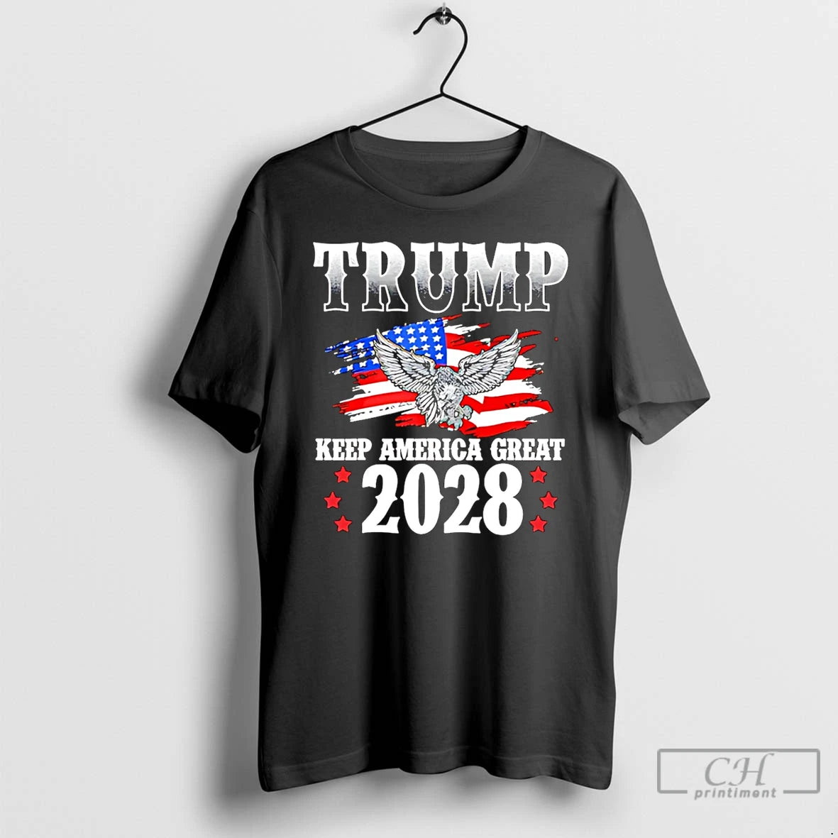 Premium Trump Keep America Great 2028 Usa Flag T Shirts