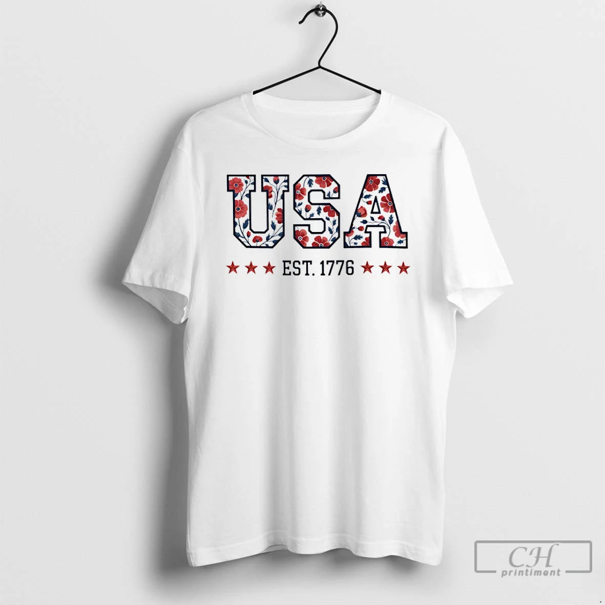 Premium Usa Est 1776 Floral Graphic T-Shirts, Hoodie, Sweatshirt | AU18TeeNovaLab.com