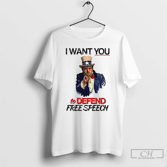 Premium Uncle Sam I Want You To Defend Free Speech Satirical T Shirts