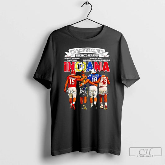Premium Undefeated Perfect Season Indiana Sports Players 2026 Cfp National Champions Signatures T Shirts Sweater Hoodie,...