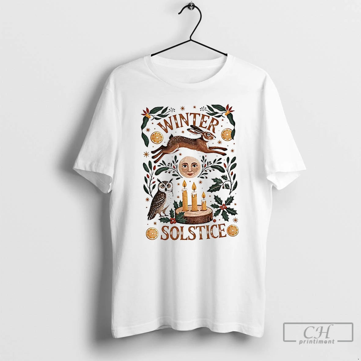 Premium Winter Solstice Mystical Moon And Rabbit Merry Christmas T-Shirts, Hoodie, Sweatshirt | AU18TeeNovaLab.com