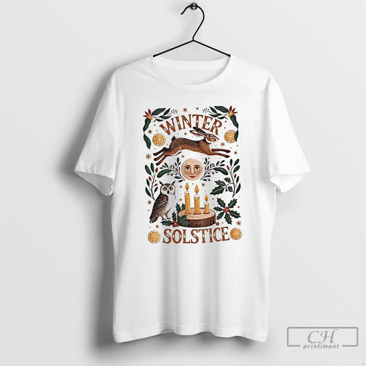 Premium Winter Solstice Mystical Moon And Rabbit Merry Christmas T-Shirts, Hoodie, Sweatshirt | AU18TeeNovaLab.com