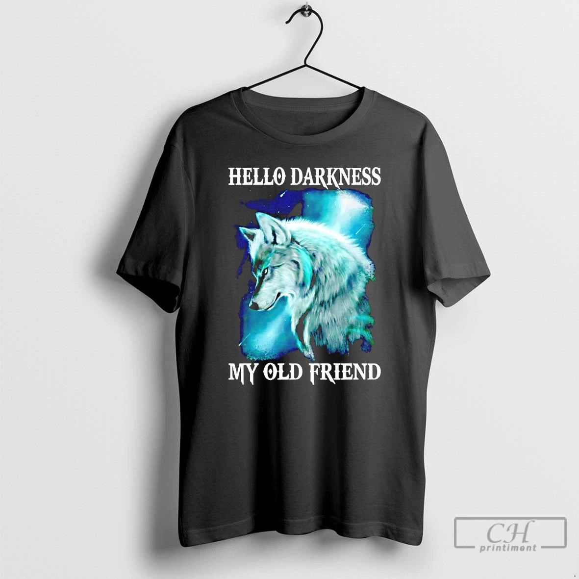 Premium Wolf Hello Darkness My Old Friend Graphic T-Shirts, Hoodie, Sweatshirt | AU18TeeNovaLab.com