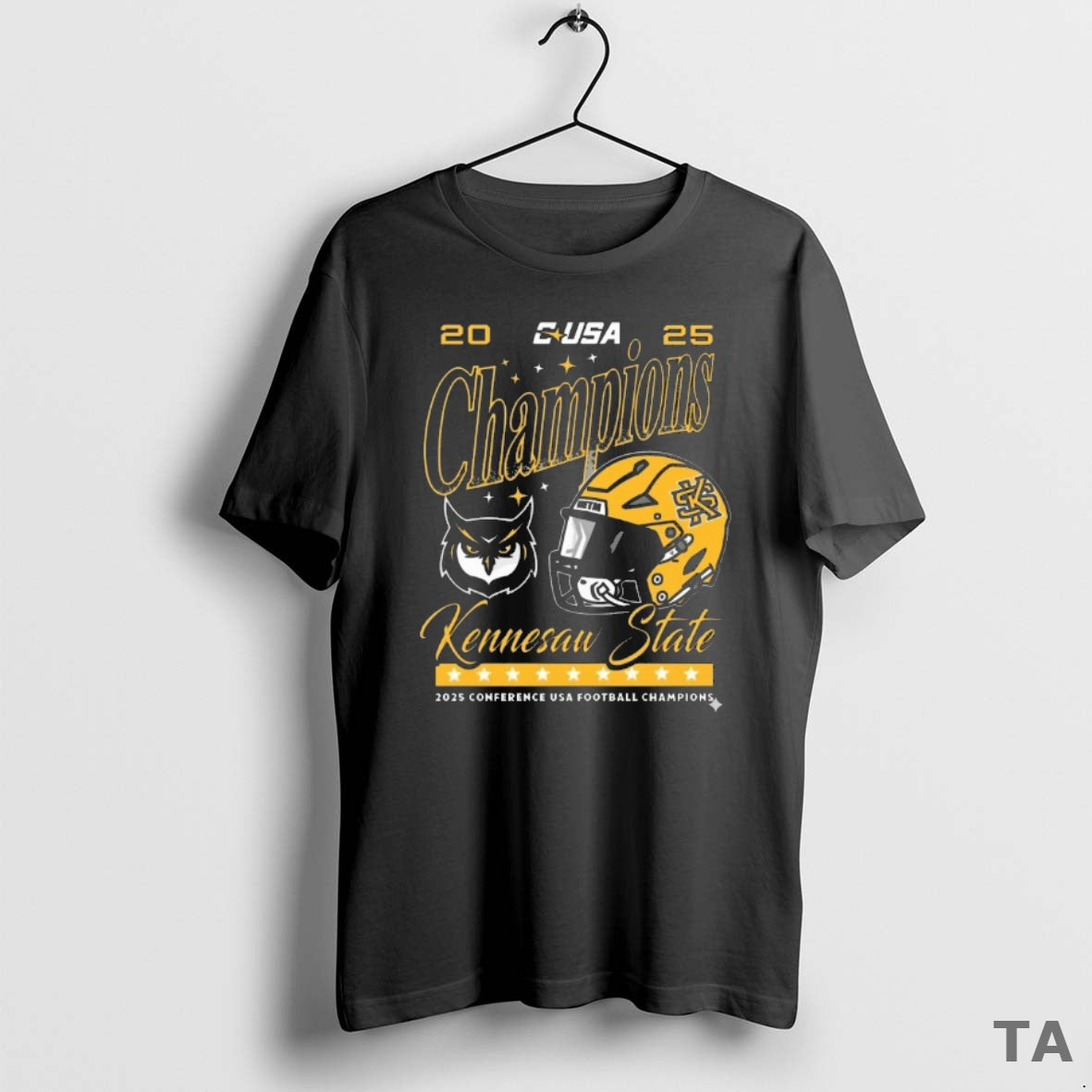 Top Ksu Kennesaw State Owls 2025 Conference Usa Football Champs Helmet T Shirt Sweater Hoodie, Sweatshirt