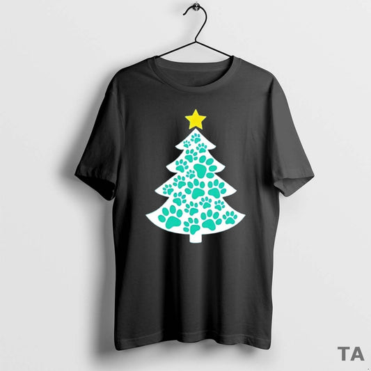 Top Merry Christmas Tree Paws T Shirt Sweater Hoodie, Sweatshirt | AU18TeeNovaLab.com