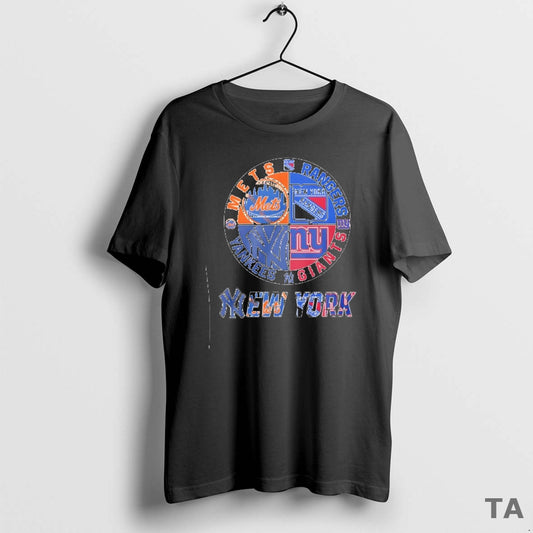 Top New York Mets New York Rangers New York Yankees New York Giants Mashup Logo T-Shirts, Hoodie, Sweatshirt