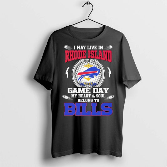 Top Premium I May Live In Rhode Island But On Game Day My Heart Soul