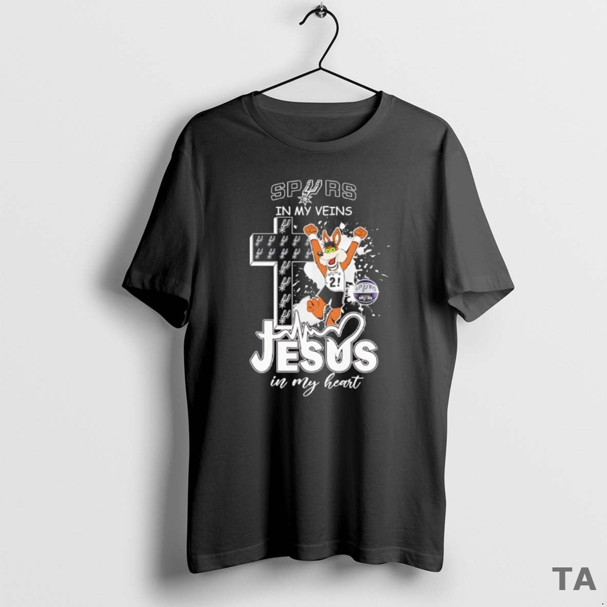 Top San Antonio Spurs Mascot In My Veins Jesus In My Heart T Shirt Sweater Hoodie, Sweatshirt | AU18TeeNovaLab.com