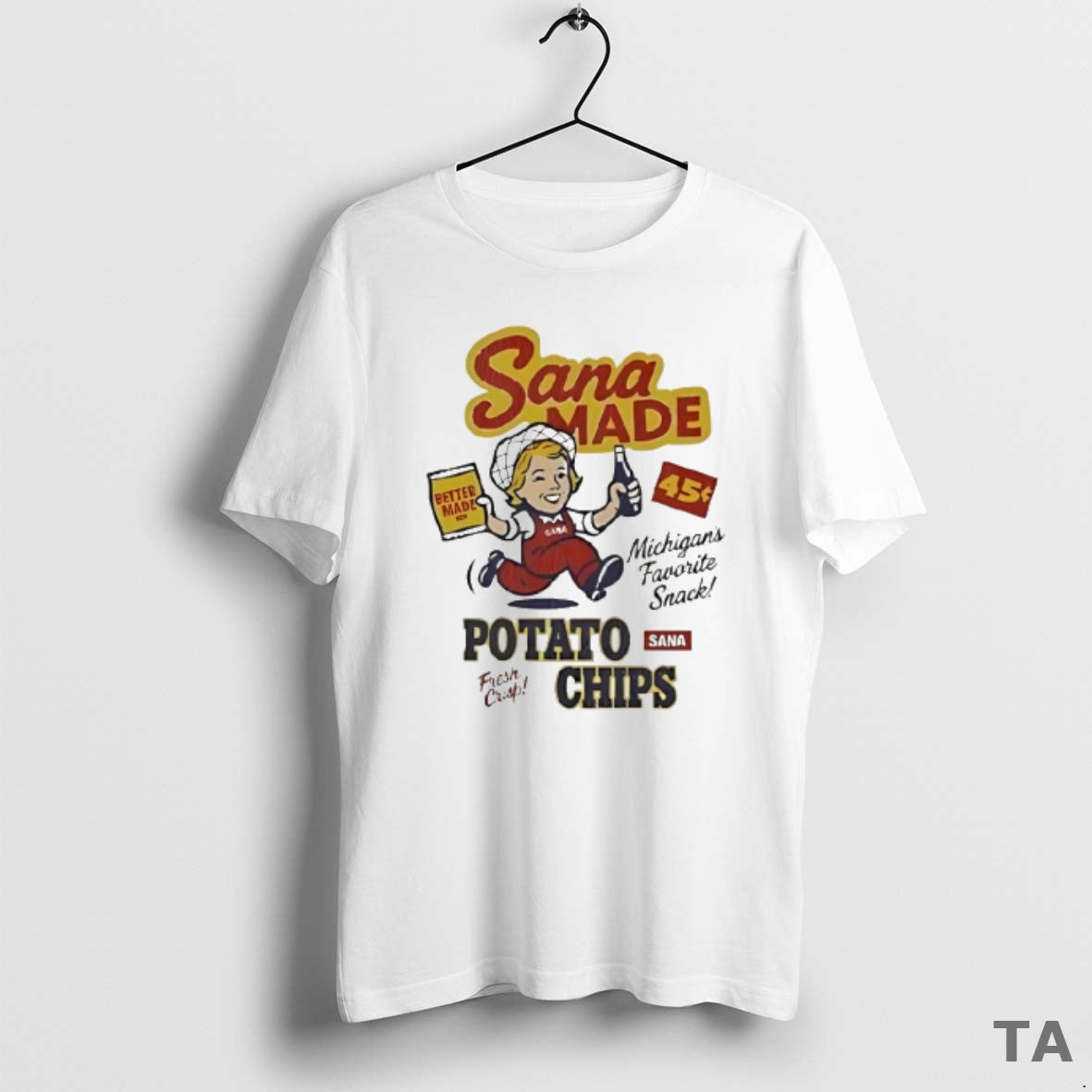 Top Sana Made Potato Chips Better Made Michigans Favorite Snack Cartoon T Shirt Sweater Hoodie, Sweatshirt