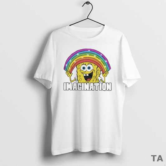 Top Sponge Squarepants Imagination Rainbow Circle T Shirt Sweater Hoodie, Sweatshirt | AU18TeeNovaLab.com