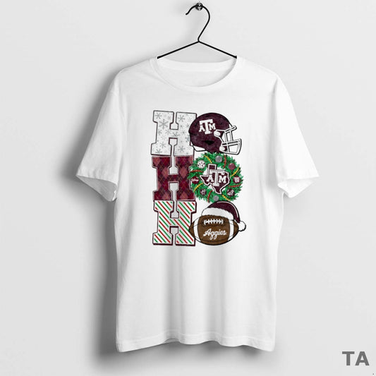 Top Texas A And M Aggies Ho Ho Ho Christmas Helmet Circle T Shirt Sweater Hoodie, Sweatshirt | AU18TeeNovaLab.com