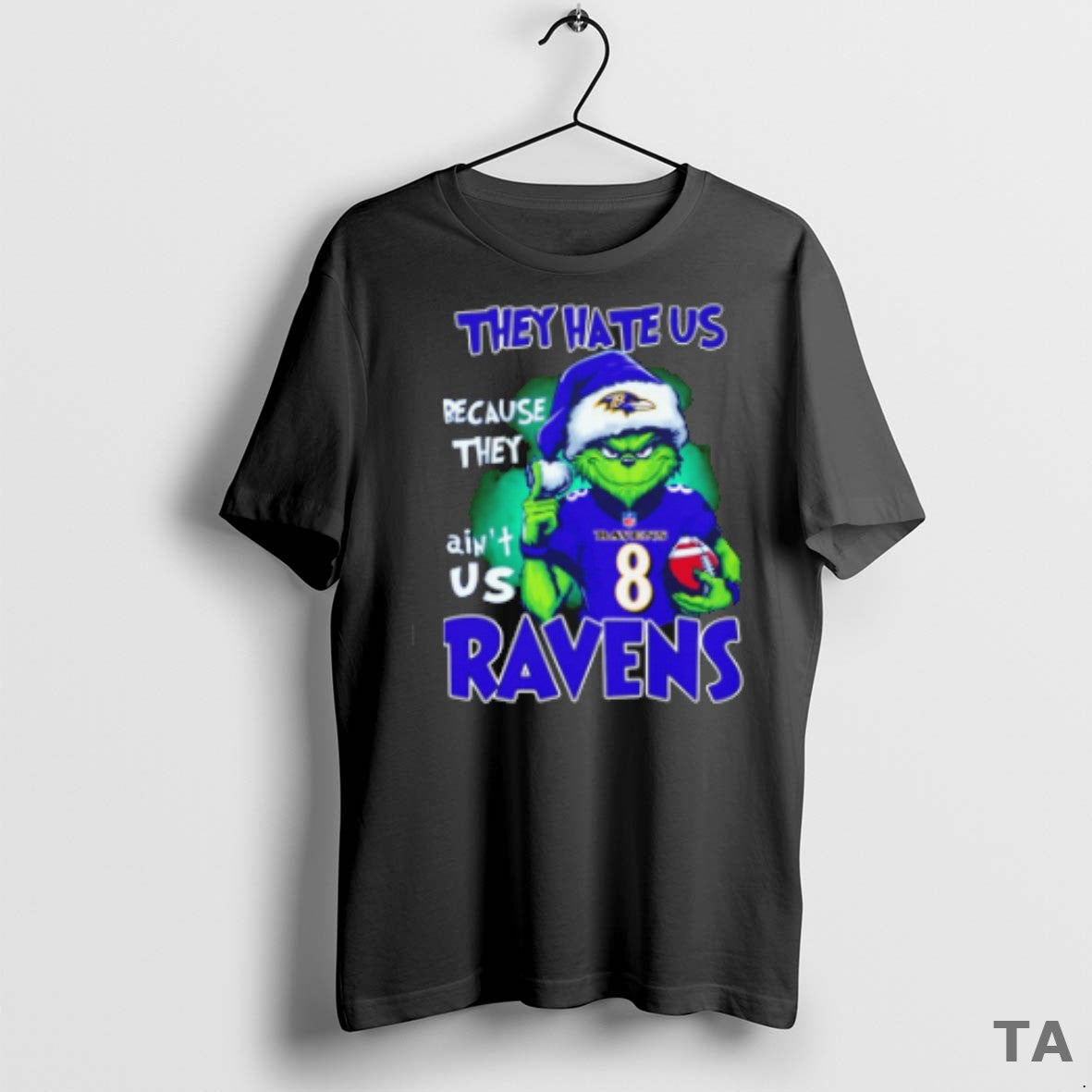 Top The Grinch They Hate Us Because They Aint Us Baltimore Ravens Christmas T-Shirts, Hoodie, Sweatshirt | AU18TeeNovaLab.com