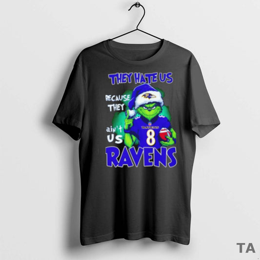 Top The Grinch They Hate Us Because They Aint Us Baltimore Ravens Christmas T-Shirts, Hoodie, Sweatshirt | AU18TeeNovaLab.com