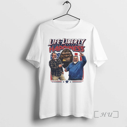 Trending Bigfoot Life Liberty Happiness Podcast T-Shirts, Hoodie, Sweatshirt | AU18TeeNovaLab.com