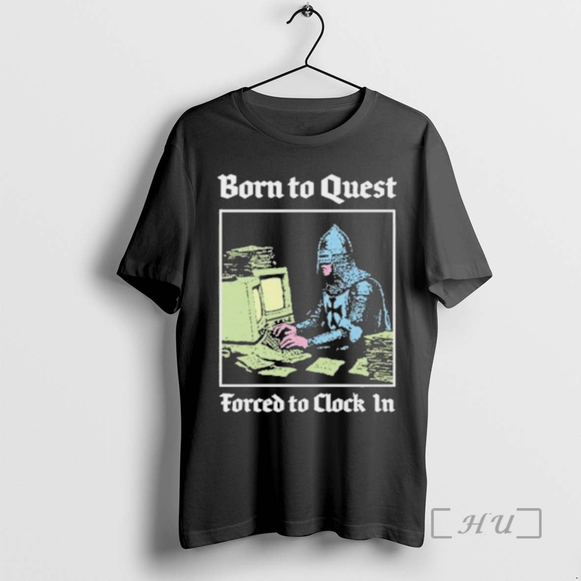 Trending Born To Quest Forced To Clock In Knight Computer T-Shirts, Hoodie, Sweatshirt | AU18TeeNovaLab.com
