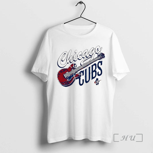 Trending Chicago Cubs Red Electric Guitar With Lightning Bolts And Small Bear Playing Music