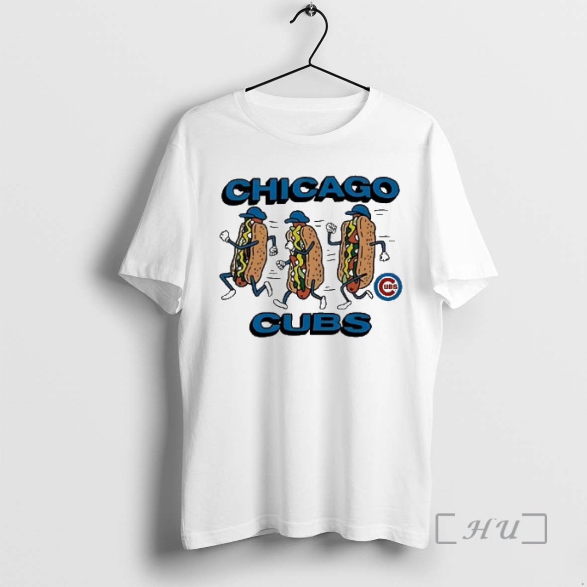 Trending Chicago Cubs Three Running Hot Dogs Wearing Blue Hats And Gloves Sports Graphic