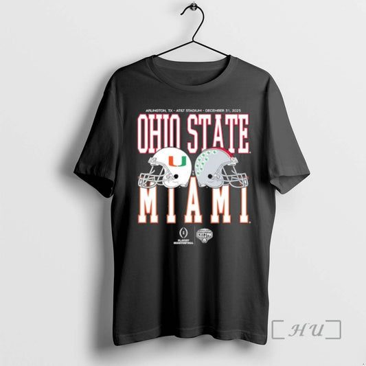 Trending Cotton Bowl Classic 2025 Miami Vs Ohio State Helmet Matchup Premium T Shirts Sweater Hoodie, Sweatshirt