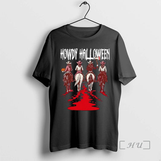 Trending Cowboys Howdy Halloween Holding Axe And Pumpkin Blood T-Shirts, Hoodie, Sweatshirt | AU18TeeNovaLab.com
