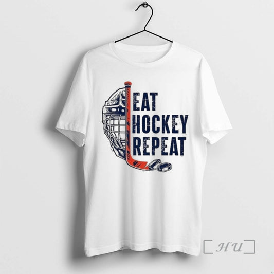 Trending Eat Hockey Repeat T-Shirts, Hoodie, Sweatshirt | AU18TeeNovaLab.com