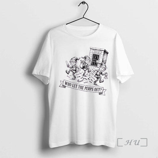 Trending Elf North Pole Lock Up Who Let The Perps Out Premium T Shirts Sweater Hoodie, Sweatshirt | AU18TeeNovaLab.com