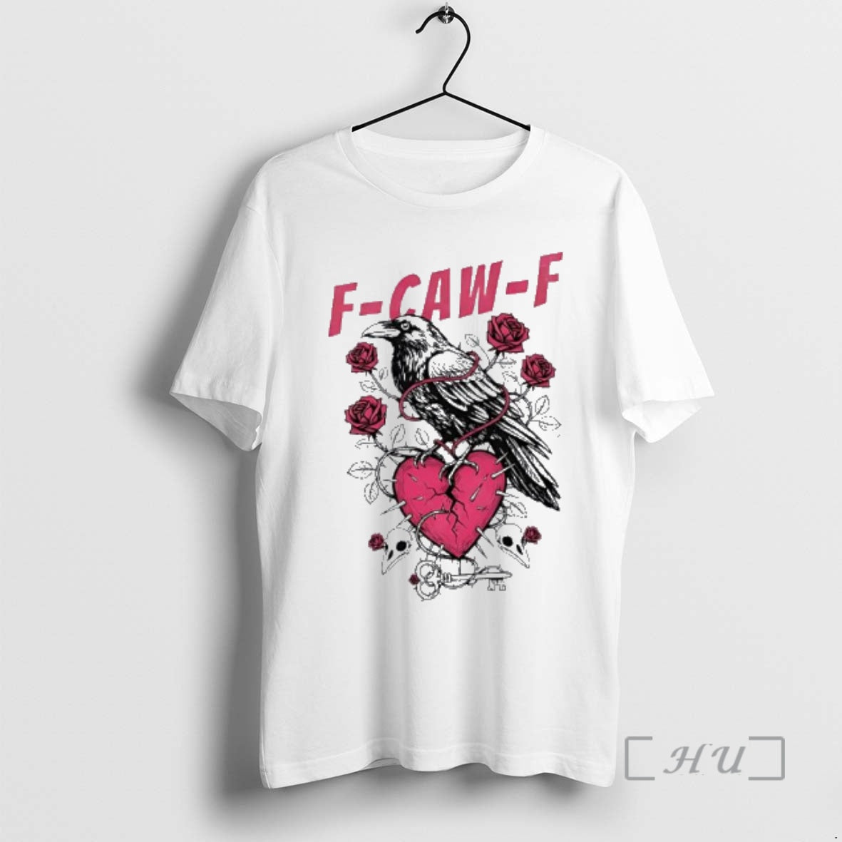 Trending F Caw F Raven Crow Heart Rose T-Shirts, Hoodie, Sweatshirt | AU18TeeNovaLab.com