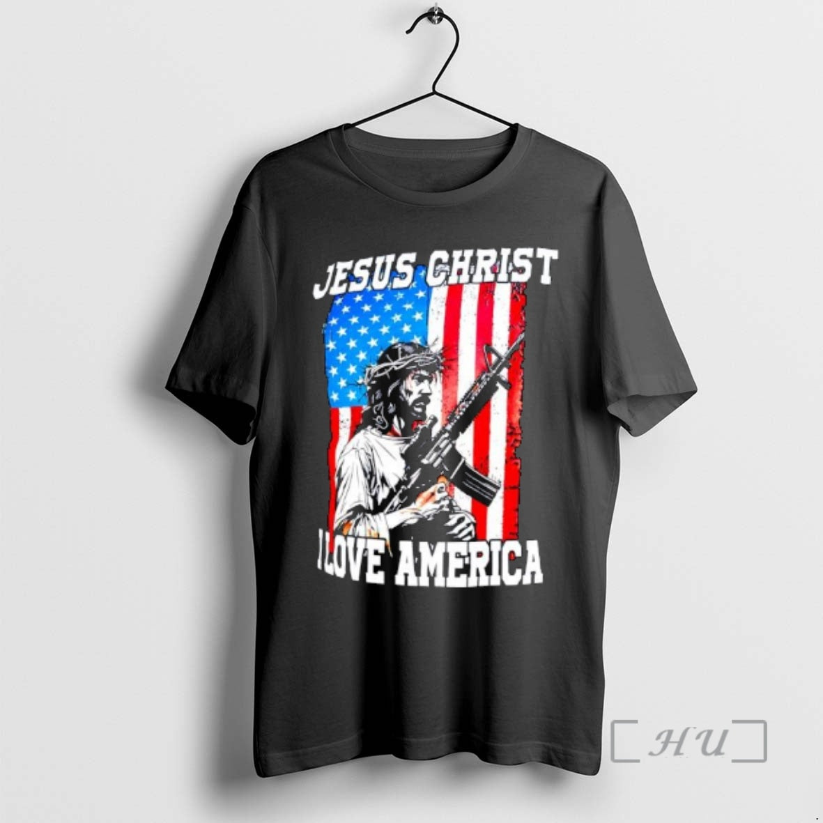 Trending Jesus Christ I Love America Rifle American Flag Graphic T-Shirts, Hoodie, Sweatshirt | AU18TeeNovaLab.com