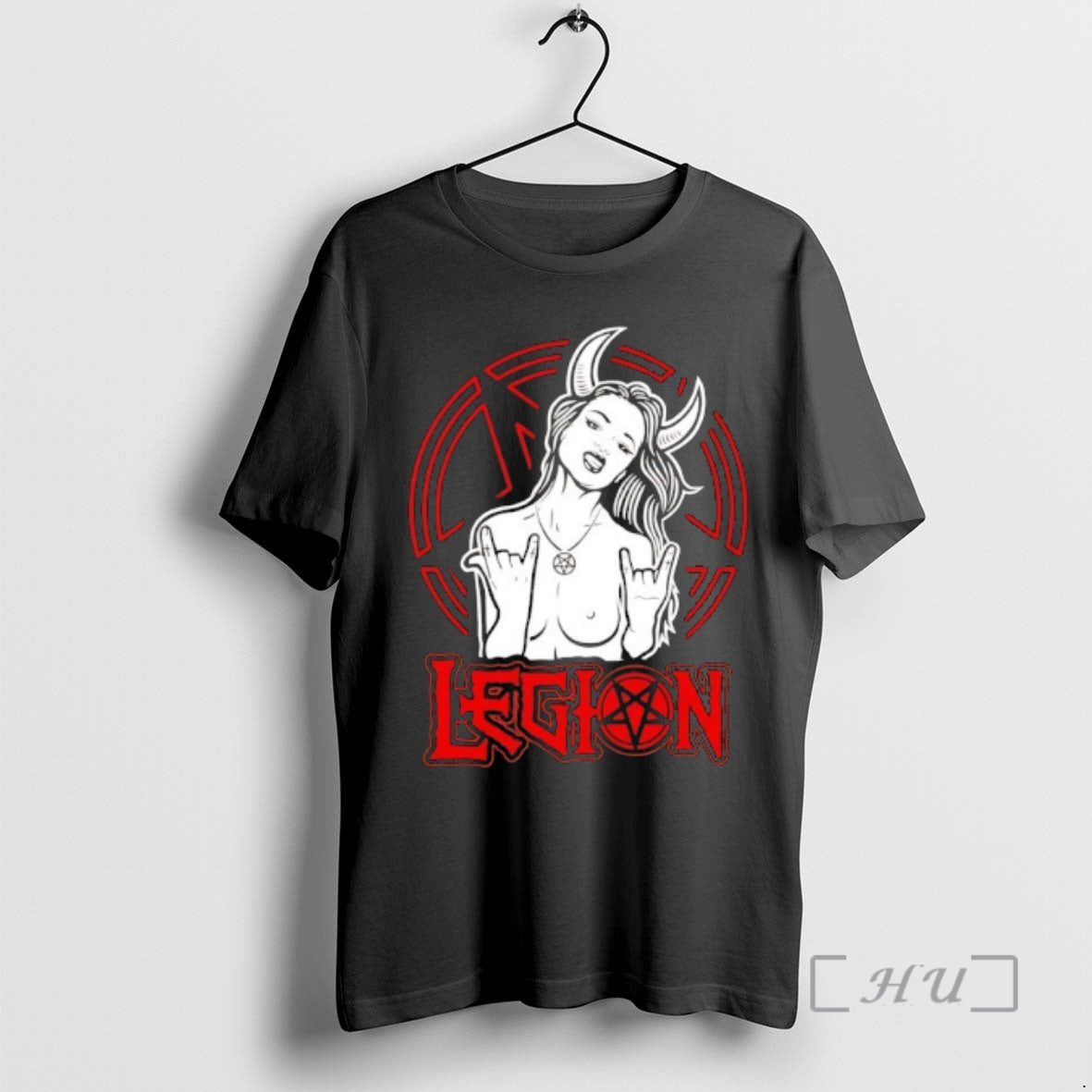 Trending Legion Horns Up Devil Girl Graphic T-Shirts, Hoodie, Sweatshirt | AU18TeeNovaLab.com