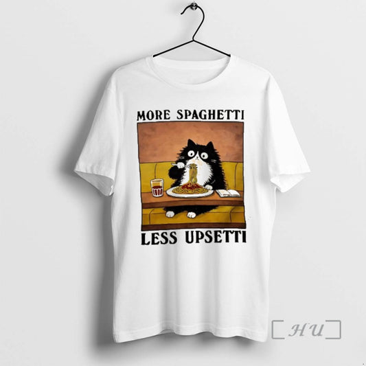 Trending More Spaghetti Less Upsetti Black Cat Eating Italian Food T-Shirts, Hoodie, Sweatshirt | AU18TeeNovaLab.com