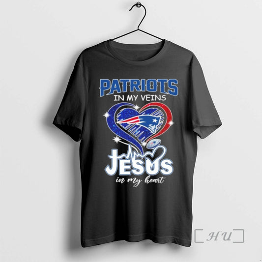 Trending Patriots In My Veins Heart Jesus In My Heart T-Shirts, Hoodie, Sweatshirt | AU18TeeNovaLab.com