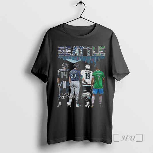 Trending Sam Darnold Cal Raleigh Jared Mccann Cristian Roldan Seattle City Skyline Signatures Premium T-Shirts, Hoodie,...