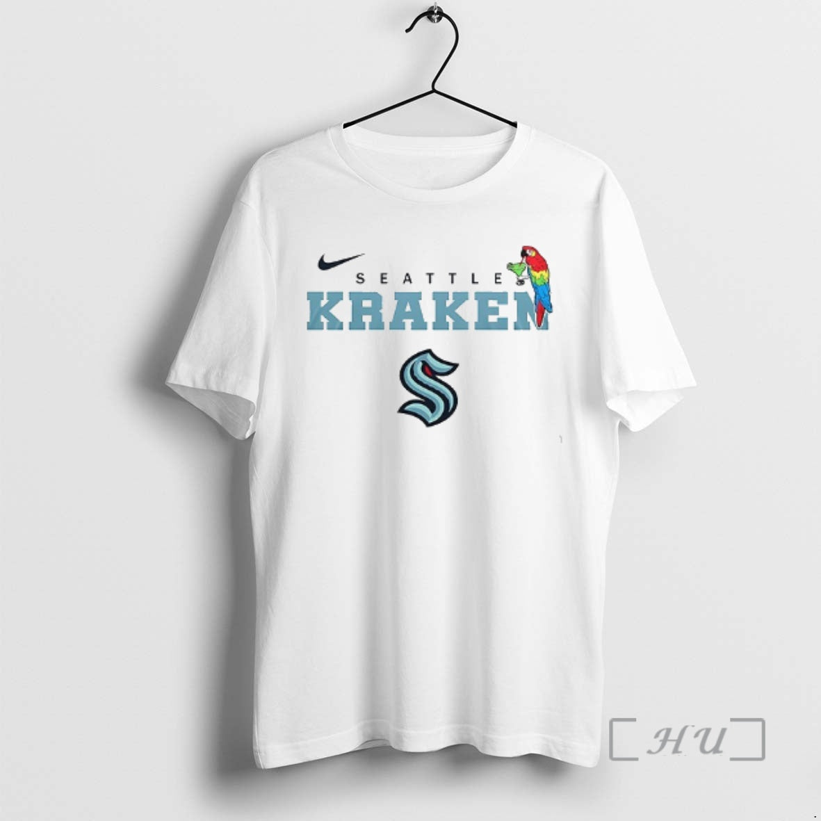Trending Seattle Kraken X Jimmy Buffett Parrot Mascot Double Sided Graphic Premium T Shirts Sweater Hoodie, Sweatshirt